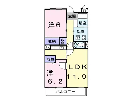 ブロッサム松山 N館(2LDK/3階)の間取り写真