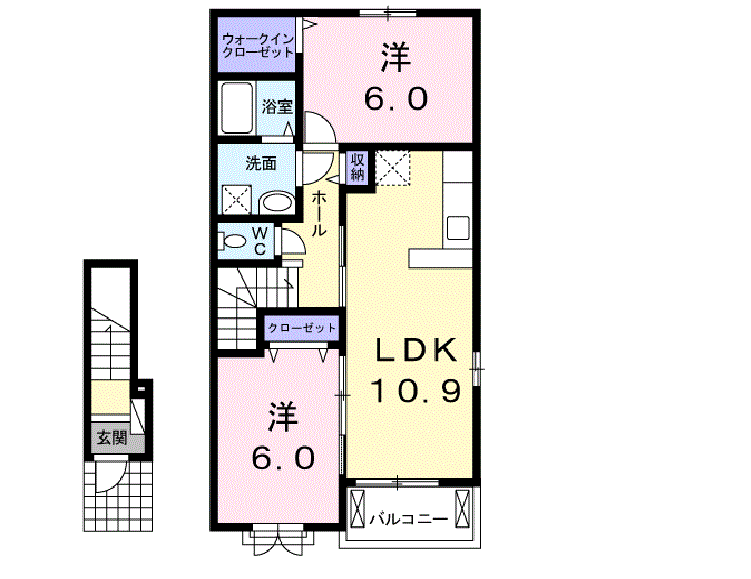シャン ドゥ フルール B(2LDK/2階)の間取り写真