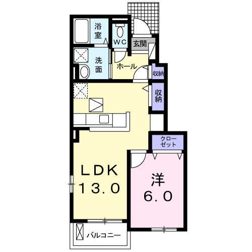 コリーナ木田余Ⅱ(1LDK/1階)の間取り写真