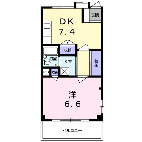 エクセレントコーポヤマグチ(1DK/2階)の間取り写真