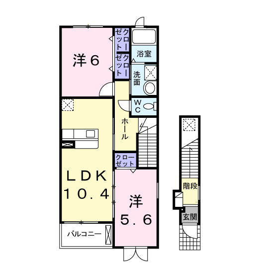 ポライトリーC(2LDK/2階)の間取り写真