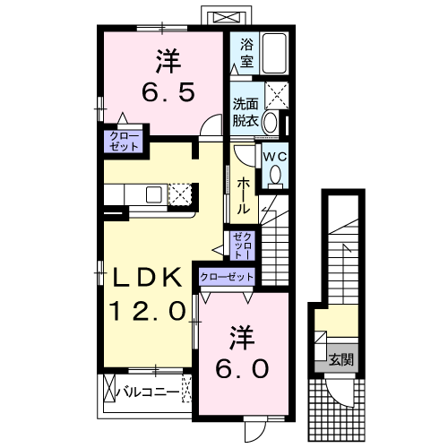 レフレールB(2LDK/2階)の間取り写真
