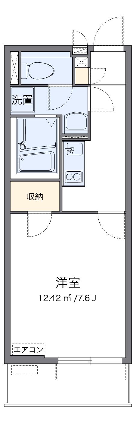クレイノオケイルSECOND(1K/2階)の間取り写真