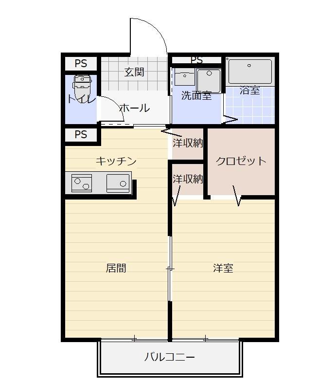 CULFE B(1LDK/1階)の間取り写真
