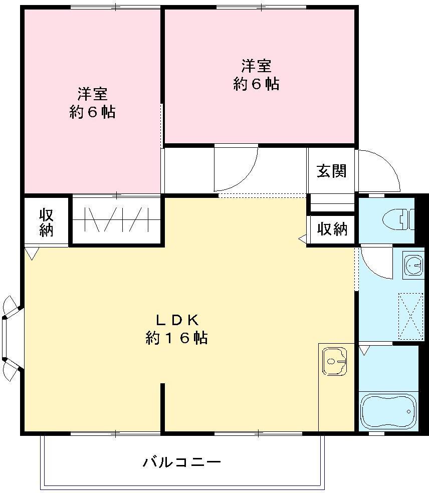 サンビレッジアヴェニューC(2LDK/2階)の間取り写真