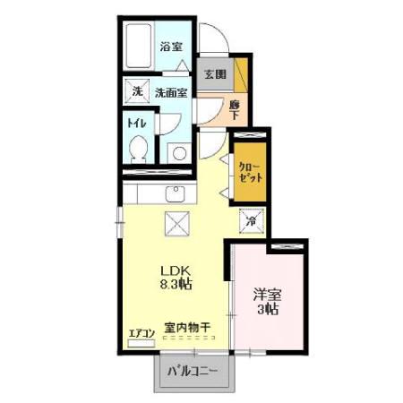 グランモアヒロセ(1LDK/1階)の間取り写真