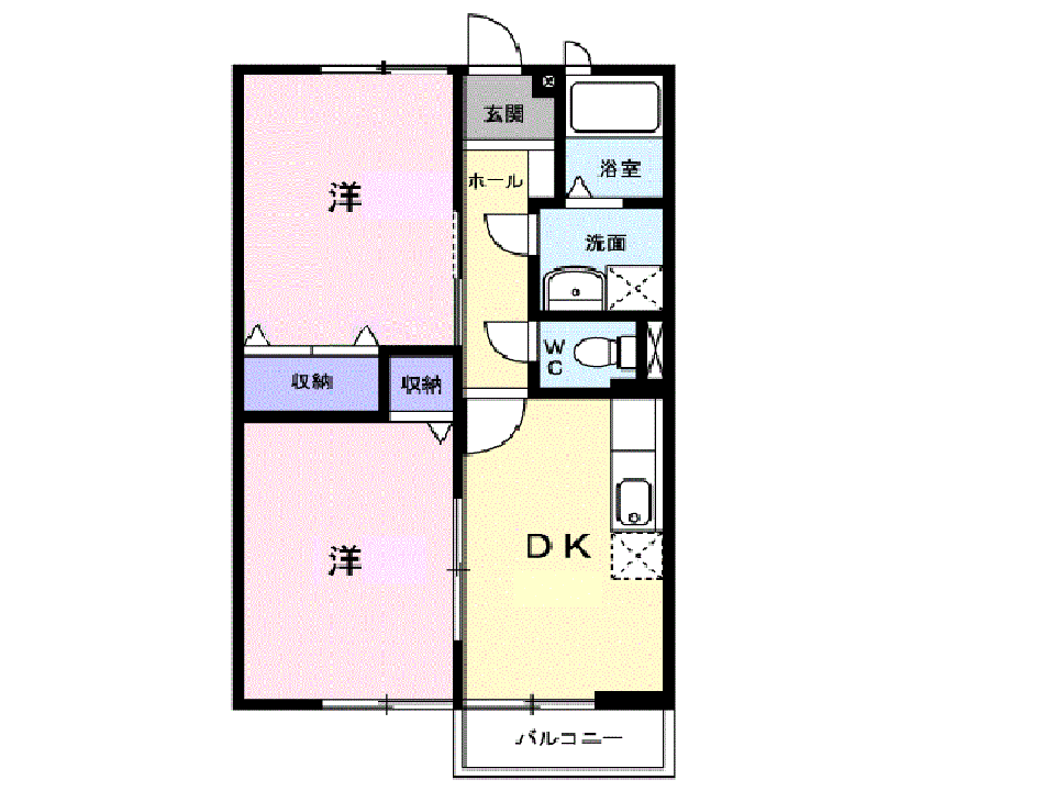コンフィデンスヒル(2DK/1階)の間取り写真