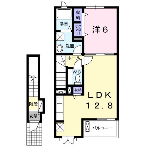 チヨ タウンD(1LDK/2階)の間取り写真