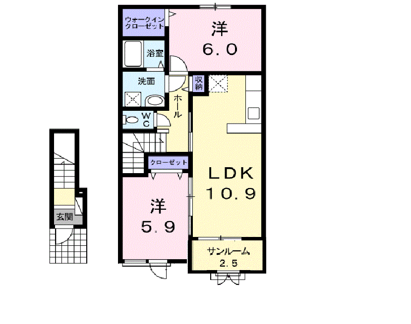 ベルエキップⅢ(2LDK/2階)の間取り写真