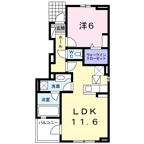 ランタナ(1LDK/1階)の間取り写真