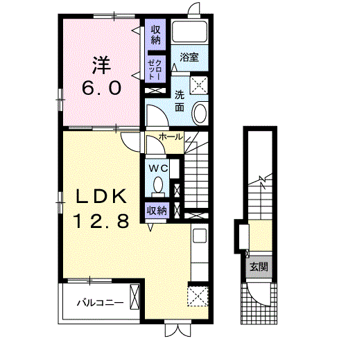エルシオンⅢ(1LDK/2階)の間取り写真
