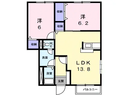 TOWN HOUSE B(2LDK/1階)の間取り写真