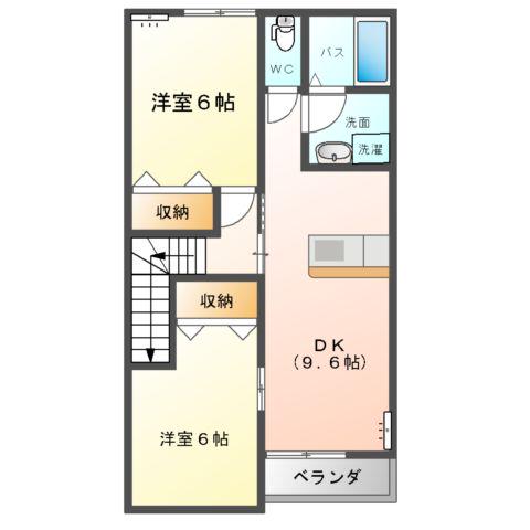 FOREST COURT S(2DK/2階)の間取り写真