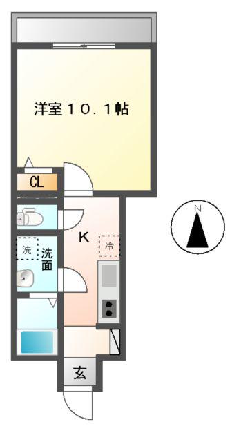 スターテラス七福(1K/1階)の間取り写真