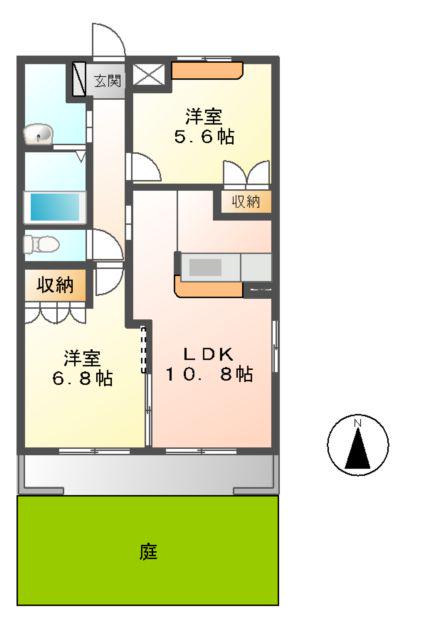 ゴールドクローバー(2LDK/1階)の間取り写真