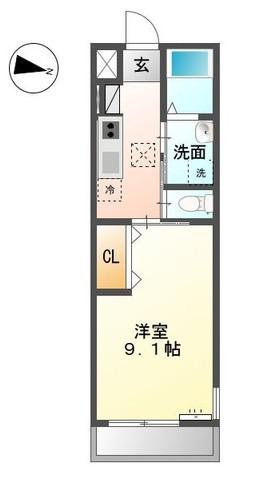 BOA SORTE(1K/2階)の間取り写真