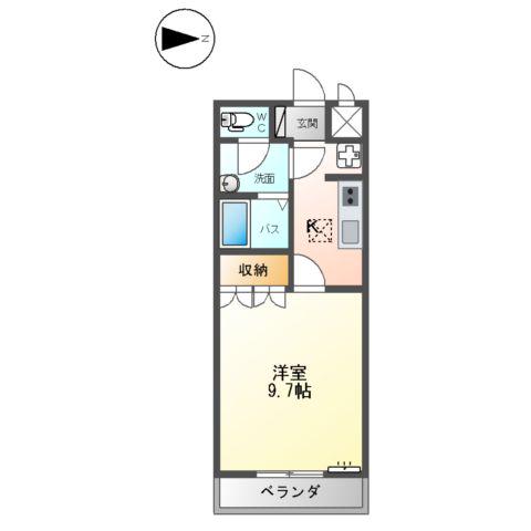 エルシオン(1K/1階)の間取り写真