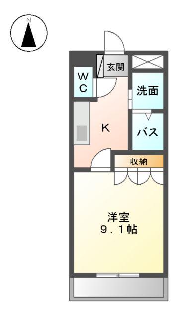 アンとラズの家(1K/2階)の間取り写真