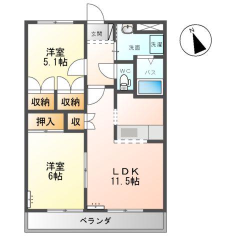 レジデンス南台(2LDK/1階)の間取り写真