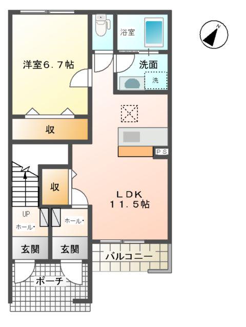 クレシア(1LDK/1階)の間取り写真