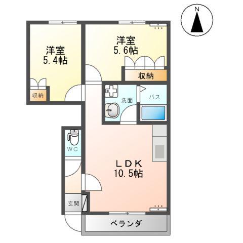 グレイスヴィラ(2LDK/1階)の間取り写真