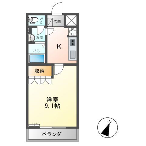 PRENDRE SOPHIA(1K/2階)の間取り写真