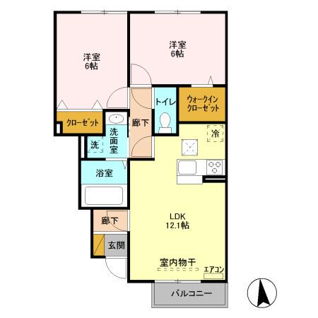 エルクルーズ(2LDK/1階)の間取り写真