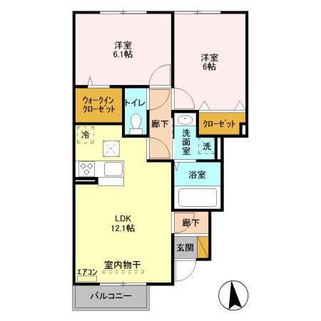 エルクルーズ(2LDK/1階)の間取り写真
