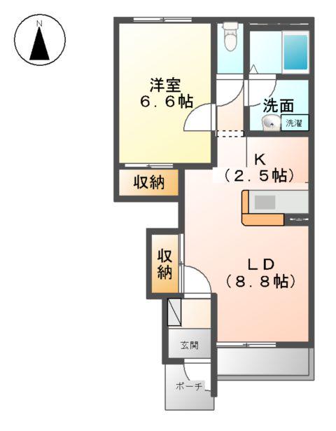 GREEN GARDEN(1LDK/1階)の間取り写真