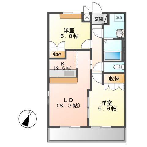 ファミリーコート恵比寿(2LDK/1階)の間取り写真