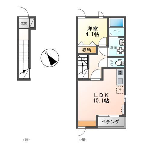 GRANDE AMI(1LDK/2階)の間取り写真
