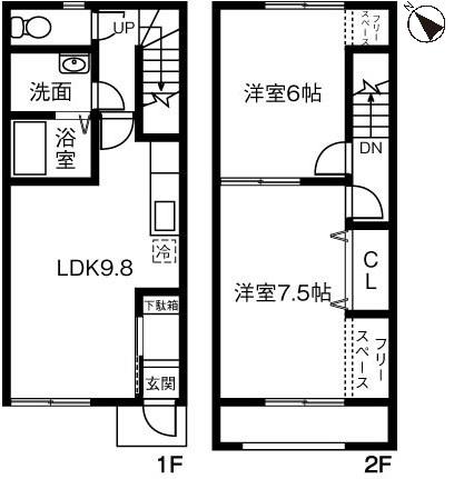 ＶＥＲＤＥみどり野Ｂ(2DK)の間取り写真