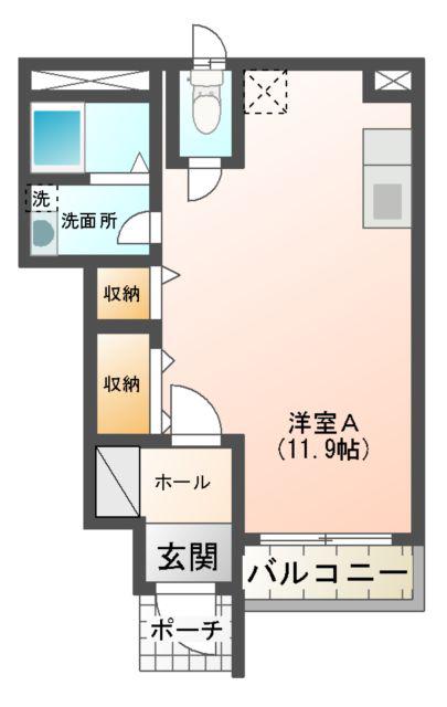 LUXY Ⅱ(1K/1階)の間取り写真