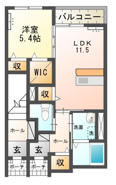 SOLANA(1LDK/1階)の間取り写真