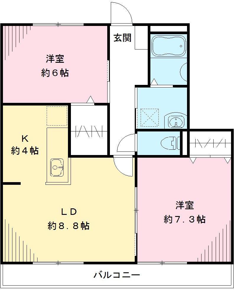 オーク・フルール B(2LDK/3階)の間取り写真