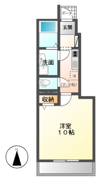 VILLABELLTREEⅡ(1K/1階)の間取り写真