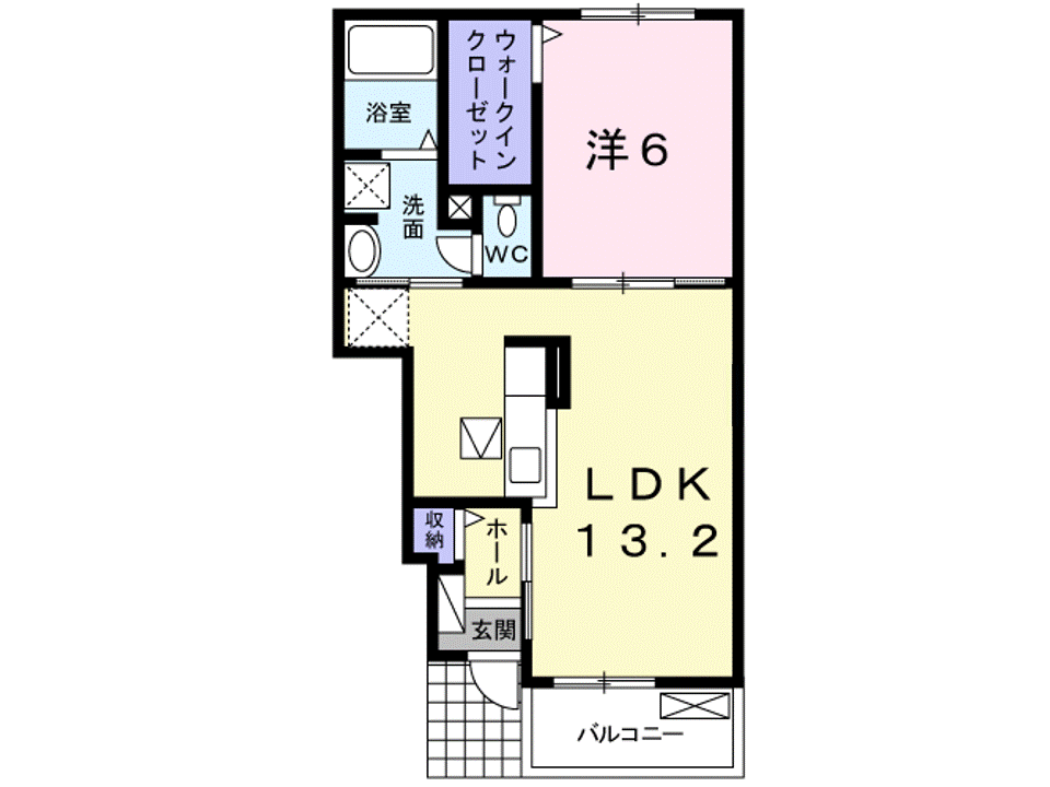 SHALIONB(1LDK/1階)の間取り写真