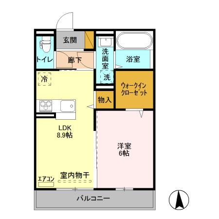 ゼピュロスみどりのC棟(1LDK/2階)の間取り写真