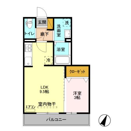 ゼピュロスみどりのG棟(1LDK/3階)の間取り写真