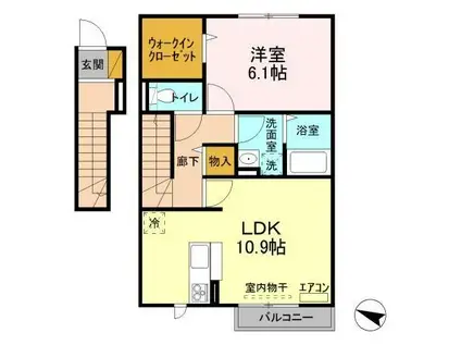 アマポーラⅡ(1LDK/2階)の間取り写真