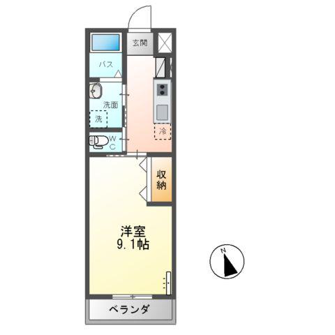 フランシーズ(1K/2階)の間取り写真