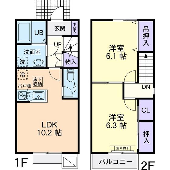 RINKAA(2LDK/2階)の間取り写真