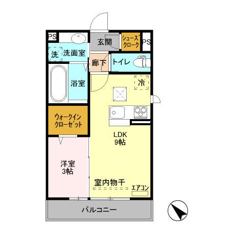 ルミエール(1LDK/1階)の間取り写真