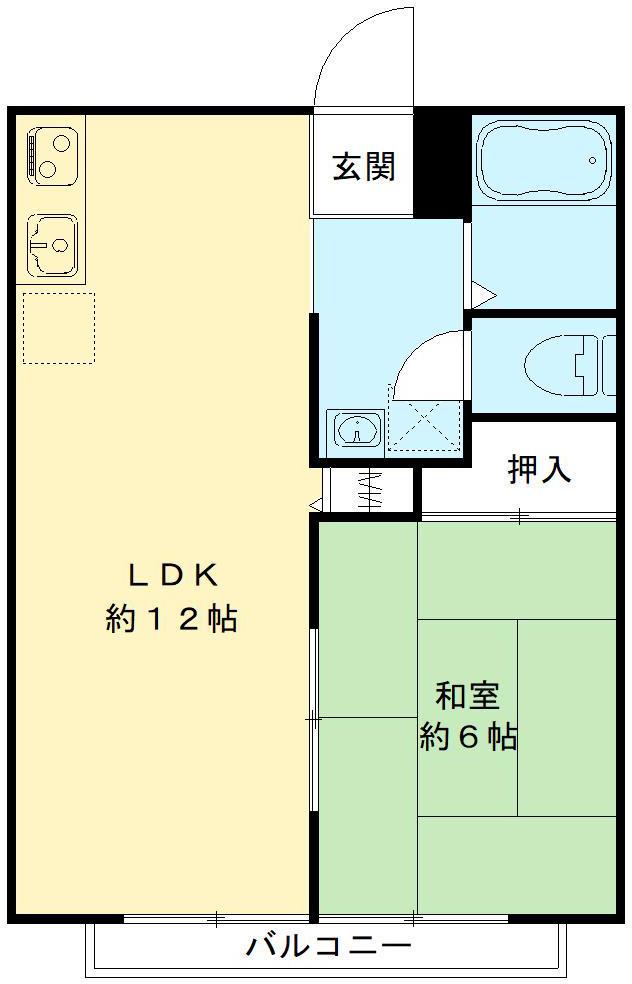 ヤマトハイツA(1LDK/2階)の間取り写真