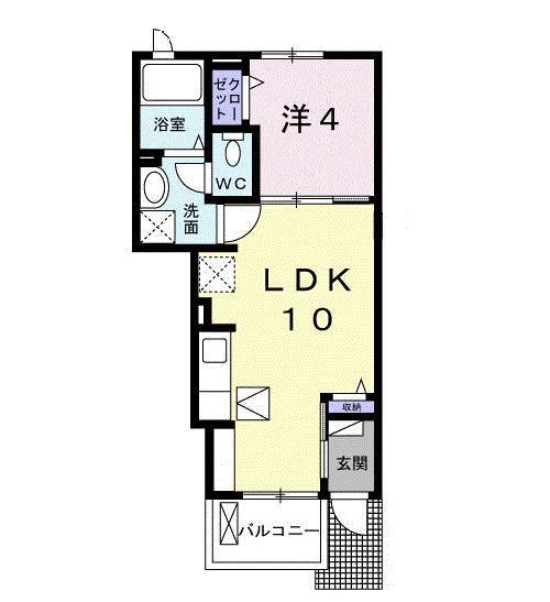 セレッソ花畑Ⅱ(1LDK/1階)の間取り写真