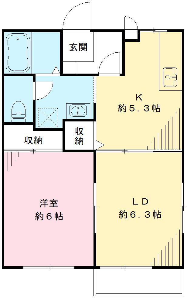 サウザンコート(2DK/2階)の間取り写真