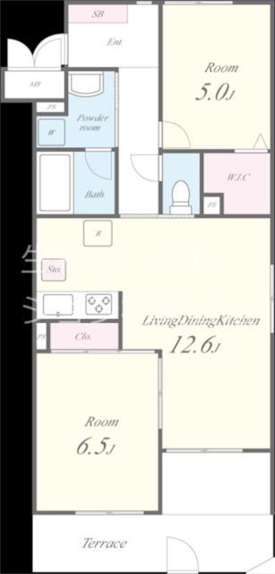 葛城レジデンス(2LDK/1階)の間取り写真