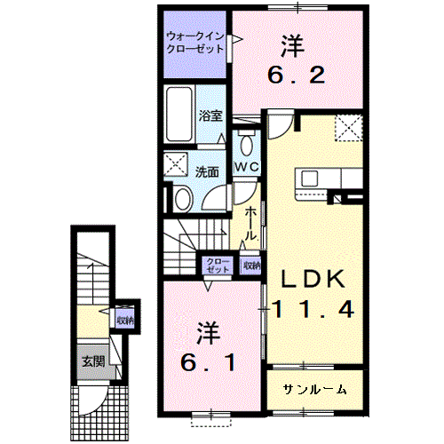 コスタⅡ(2LDK/2階)の間取り写真