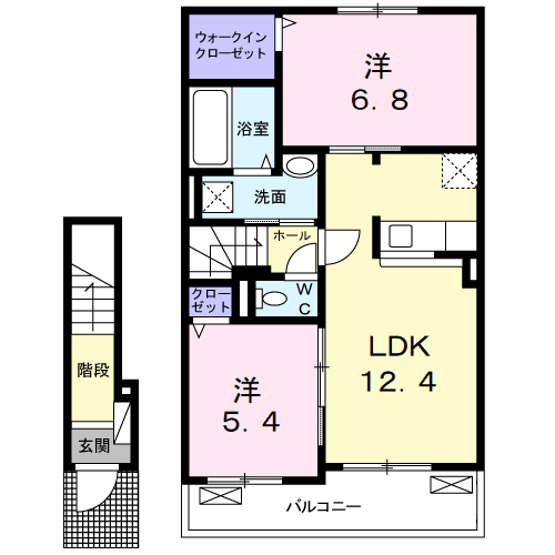 LAKI Ⅱ(2LDK/2階)の間取り写真