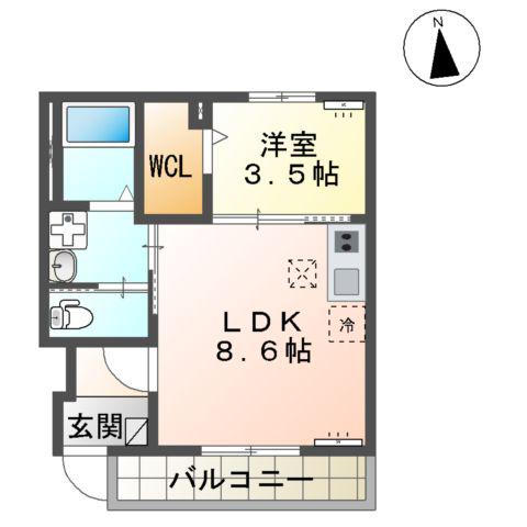 メゾン・デ・ブリズ(1LDK/1階)の間取り写真